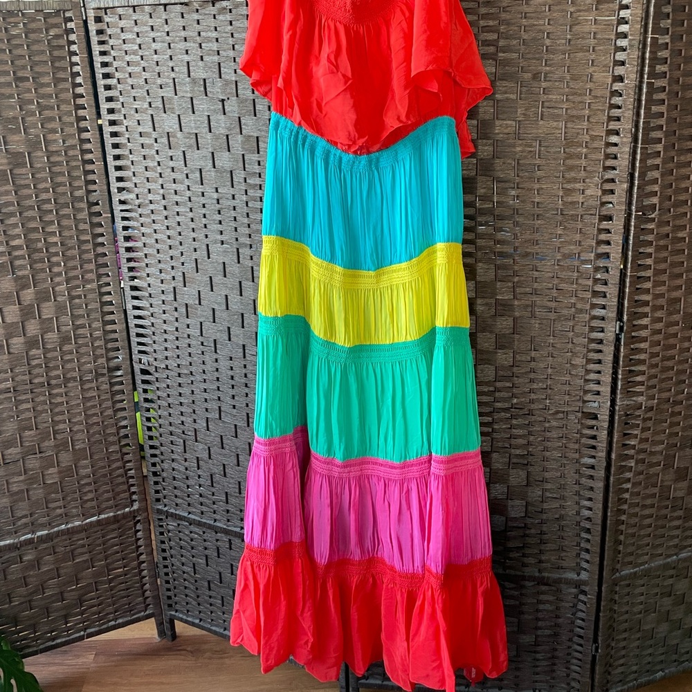 ALICE + OLIVIA off shoulder color block maxi dress - Picture 5 of 10